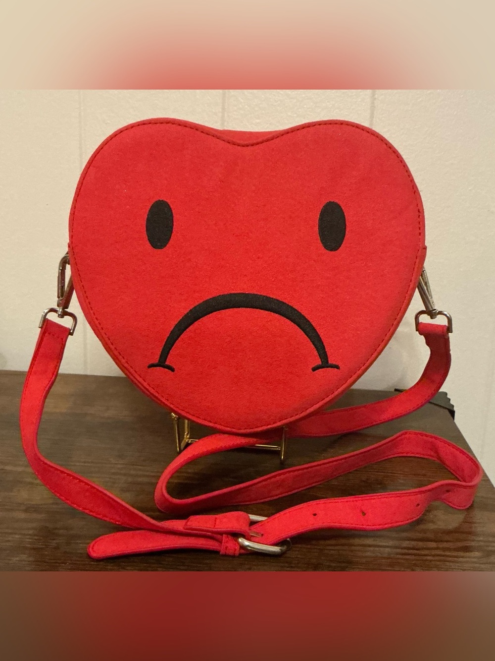 A Rare Out Of Stock Valfre Red Fabric Heart Crossbody Handbag Bag